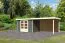 Gartenhaus SET terragrau mit Anbaudach 2,8 m Breite, Rückwand, Grundfläche: 7,21 m²