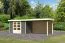 Gartenhaus SET terragrau mit Anbaudach 2,8 m Breite, Rückwand, Grundfläche: 6,35m²