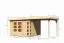 Gartenhaus SET naturbelassen mit Anbaudach 2,4 m Breite, Grundfläche: 9m²