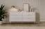 Kommode | 6 Schubladen | Weiß | Maße: 81 x 163 x 38 cm | langes Sideboard | Griffe & Beine: Metall | modernes Lamellen Design | für Wohnzimmer