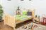 Kinderbett / Jugendbett Kiefer massiv Vollholz natur 91, inkl. Lattenrost - Abmessung 90 x 200 cm