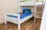 Etagenbett / Spielbett Phillip Buche massiv weiß lackiert mit Rutsche und Regal inkl. Rollrost - 90 x 200 cm, teilbar