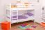 Etagenbett / Stockbett "Easy Premium Line" K21/n, Kopf- und Fußteil gerundet, Buche Vollholz massiv Weiß - 90 x 200 cm (B x L), teilbar