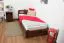 Kinderbett / Jugendbett Kiefer Vollholz massiv Nussfarben A6, inkl. Lattenrost - Abmessung 90 x 200 cm
