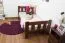 Kinderbett / Jugendbett  Kiefer Vollholz massiv Nussfarben A22, inkl. Lattenrost - Abmessung 90 x 200 cm 