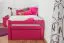 Einzelbett / Gästebett "Easy Premium Line" K1/2h inkl. 2. Liegeplatz und 2 Abdeckblenden, 90 x 200 cm Buche Vollholz massiv rosa lackiert