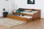 Jugendbett / Funktionsbett Kiefer massiv Vollholz Eichefarben Rustikal 93, inkl. Lattenrost - 90 x 200 cm (B x L)