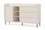 Kommode | 3 Schubladen | Farbe: Beige mit Holzstruktur | 5 Fächer | Maße: 153,5 x 42 x 91 cm | 1 Tür | Beine & Griffe: Metall | Sideboard | für Wohnzimmer