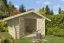 Holzschuppen / Gerätehaus, 40 mm Blockbohlenhaus, Doppeltür, aus Kiefernholz, gehobelt, Grundfläche: 7,18 m², Satteldach, Lüftungslücken zwischen Wandbrettern, Außenmaße: 268 x 268 cm