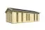 Gartenhaus mit viel Stauraum, 70 mm Blockbohlenhaus, aus nordischen Fichtenholz, Fenster und Tür aus Isolierglas, Satteldach, Außenmaße: 400 x 800 cm, Grundfläche: 32 m²