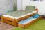 Kinderbett / Jugendbett Kiefer Vollholz massiv Eichefarben A9, inkl. Lattenrost - Abmessung 90 x 200 cm