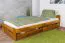 Kinderbett / Jugendbett Kiefer Vollholz massiv Eichefarben A9, inkl. Lattenrost - Abmessung 90 x 200 cm