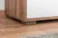 Schrank  Manase 10, Farbe: Eiche Braun / Weiß Hochglanz - 197 x 63 x 36 cm (H x B x T)