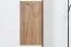 Schrank  Manase 10, Farbe: Eiche Braun / Weiß Hochglanz - 197 x 63 x 36 cm (H x B x T)