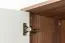 Schrank  Manase 10, Farbe: Eiche Braun / Weiß Hochglanz - 197 x 63 x 36 cm (H x B x T)