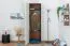 Schrank  Manase 10, Farbe: Eiche Braun / Weiß Hochglanz - 197 x 63 x 36 cm (H x B x T)
