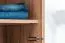Schrank  Manase 10, Farbe: Eiche Braun / Weiß Hochglanz - 197 x 63 x 36 cm (H x B x T)