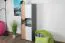 Stilvoller Jugendzimmer - Schrank Klemens 04 mit 5 Fächern, Grau / Weiß / Eiche, 144 x 50 x 38 cm, bietet viel Stauraum, dreifarbig und stilvoll
