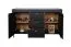 Stabiles Sideboard / Kommode mit vier Fächer Barbe 17, drei Schubladen, Farbe: Schwarz matt, ABS-Kantenschutz, Griffe: Gold, zwei Türen, Maße: 83,5 x 137 x 40 cm, leicht kombinierbar mit anderen Möbeln