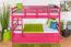 Etagenbett / Stockbett 90 x 200 cm "Easy Premium Line" K17/n inkl. Liegeplatz und 2 Abdeckblenden, Buche Massivholz Rosa lackiert, teilbar