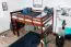 Hochbett 160 x 200 cm "Easy Premium Line" K23/n, Buche Massivholz Dunkelbraun lackiert, teilbar