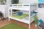 Stockbett 140 x 200 cm für Erwachsene "Easy Premium Line" K24/n, Kopf- und Fußteil gerade, Buche Massivholz weiß lackiert, teilbar