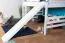 Großes weißes Hochbett mit Rutsche 140 x 190 cm, Buche Massivholz Weiß lackiert, umbaubar in ein Einzelbett, "Easy Premium Line" K31/n