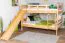 Großes Etagenbett mit Rutsche 160 x 190 cm, Buche Massivholz Natur lackiert, umbaubar in zwei Einzelbetten, "Easy Premium Line" K32/n