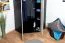 Jugendzimmer - Drehtürenschrank / Eckkleiderschrank Aalst 02, Farbe: Eiche / Creme / Schwarz - Abmessungen: 190 x 90 x 90 cm (H x B x T)