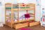 Massivholz Stockbett inkl. Stauraum für Kinder und Jugendliche | inkl. 2 Schubladen | Matratzenmaß: 90 x 200 cm | Natur Lackiert | umbaubar in 2 Einzelbetten | Premium-Qualität | inkl. Rollroste Abbildung