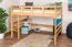 Massivholz Hochbett für Kinder | Matratzenmaß: 140 x 200 cm | Natur Lackiert | umbaubar in Einzelbett | Premium-Qualität | inkl. Rollrost Abbildung