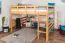 Massivholz Hochbett für Kinder | Matratzenmaß: 160 x 200 cm | Natur Lackiert | umbaubar in Einzelbett | Premium-Qualität | inkl. Rollrost Abbildung