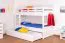 90 x 200 cm Stockbett inkl. Ausziehbett für 3. Liegeplatz 90 x 190 cm (Bettkasten/Stauraum) | Massivholz: Buche | Weiß Lackiert | umbaubar in zwei Einzelbetten | Premium-Qualität | inkl. Rollroste Abbildung