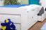 Kinderbett 90 x 200 cm | Massivholz: Buche | Weiß Lackiert | inkl. 2 Schubladen und Lattenrost Abbildung