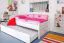 Ausziehbett / Kinderbett 90 x 200 cm | Massivholz: Buche | Weiß Lackiert | inkl. 2. Liegeplatz 90 x 190 cm ausziehbar und 2 Rollrost Abbildung