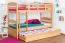 Massivholz Stockbett inkl. Rollbett/Ausziehbett/Stauraum für Kinder und Jugendliche | Matratzenmaß: 90 x 200 cm | Natur Lackiert | umbaubar in 2 Einzelbetten | mit Rollbett | inkl. Rollroste Abbildung