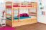 Massivholz Stockbett inkl. Rollbett/Ausziehbett/Stauraum für Kinder und Jugendliche | Matratzenmaß: 90 x 200 cm | Natur Lackiert | umbaubar in 2 Einzelbetten | mit Rollbett | inkl. Rollroste Abbildung