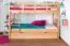 Massivholz Stockbett inkl. Rollbett/Ausziehbett/Stauraum für Kinder und Jugendliche | Matratzenmaß: 90 x 200 cm | Natur Lackiert | umbaubar in 2 Einzelbetten | mit Rollbett | inkl. Rollroste Abbildung