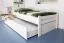 Ausziehbett / Kinderbett 90 x 200 cm | Massivholz: Buche | Weiß Lackiert | inkl. 2. Liegeplatz 90 x 190 cm ausziehbar und 2 Rollrost Abbildung