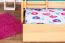 Massivholz Stockbett inkl. Rollbett/Ausziehbett/Stauraum für Kinder und Jugendliche | Matratzenmaß: 90 x 200 cm | Natur Lackiert | umbaubar in 2 Einzelbetten | mit Rollbett | inkl. Rollroste Abbildung