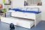 Kinderbett 90 x 200 cm mit Ausziehbett 90 x 190 cm als Gästebett-Funktion | Massivholz: Buche | Weiß Lackiert | inkl. 2. Liegeplatz 90 x 190 cm ausziehbar und 2 Rollrost Abbildung