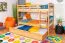 Kinderetagenbett 90 x 200 cm + Bettkasten/Stauraum/Ausziehbett | Massivholz: Buche | Natur Lackiert | umbaubar/teilbar in 2 Einzelbetten | inkl. Rollroste Abbildung
