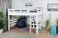 Kinderhochbett 120 x 190 cm | Massivholz: Buche | Weiß Lackiert | umbaubar in Einzelbett | Premium-Qualität | inkl. Rollrost Abbildung