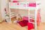 Kinderhochbett 90 x 200 cm | Massivholz: Buche | Weiß Lackiert | umbaubar in Einzelbett | Premium-Qualität | inkl. Rollrost Abbildung