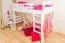 Kinderhochbett 90 x 200 cm | Massivholz: Buche | Weiß Lackiert | umbaubar in Einzelbett | Premium-Qualität | inkl. Rollrost Abbildung