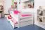 Kinderbett 90 x 200 cm | inkl. Stauraum / 2 Schubladen | Massivholz: Buche | Weiß Lackiert | inkl. Lattenrost Abbildung