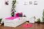 Kinderbett 90 x 200 cm mit Ausziehbett 90 x 190 cm | Massivholz: Buche | Weiß Lackiert | inkl. 2. Liegeplatz 90 x 190 cm ausziehbar und 2 Rollrost Abbildung