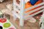 Kinderhochbett 120 x 190 cm | Massivholz: Buche | Weiß Lackiert | umbaubar in Einzelbett | Premium-Qualität | inkl. Rollrost Abbildung