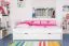 Bettrahmen für Kinder 90 x 200 cm mit Ausziehbett 90 x 190 cm als Gästebett-Funktion | Massivholz: Buche | Weiß Lackiert | inkl. 2. Liegeplatz 90 x 190 cm ausziehbar und 2 Rollrost Abbildung