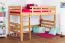Kinderhochbett 120 x 200 cm | Massivholz: Buche | Natur Lackiert | umbaubar in Einzelbett | Premium-Qualität | inkl. Rollrost Abbildung
